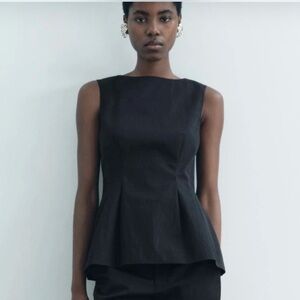 Zara Chic Black Peplum Top